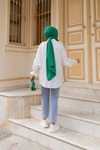 Önü Parça Roba Büzgülü Tunik Beyaz