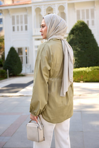 Önü Pile Detay Vual Gömlek Küf Yeşil