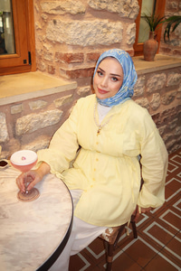 Önü Pile Detay Vual Gömlek  Sarı