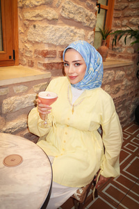 Önü Pile Detay Vual Gömlek  Sarı