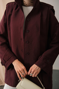 Önü Pile Detaylı Gömlek Bordo