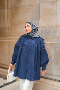 Önü Roba Detaylı Gömlek Lacivert