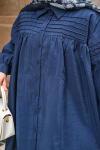 Önü Roba Detaylı Gömlek Lacivert