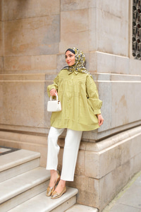 Önü Roba Detaylı Gömlek Yeşil