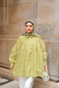 Önü Roba Detaylı Gömlek Yeşil