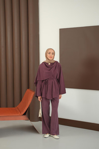 Önü Şal Detay Takım Bordo