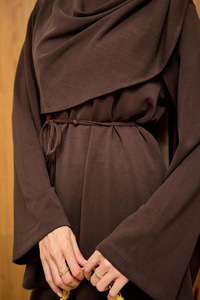 Önü Şallı Modal Takım Kahverengi