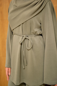 Önü Şallı Modal Takım Küf Yeşil