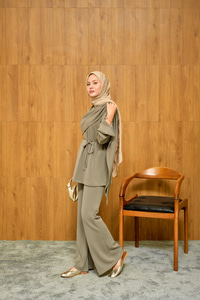 Önü Şallı Modal Takım Küf Yeşil