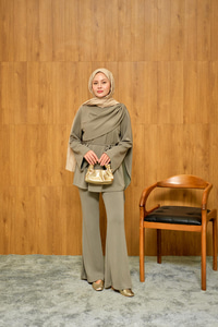 Önü Şallı Modal Takım Küf Yeşil