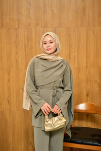 Önü Şallı Modal Takım Küf Yeşil