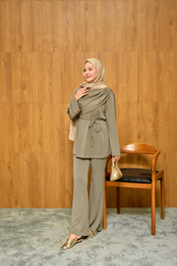 Önü Şallı Modal Takım Küf Yeşil