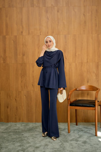 Önü Şallı Modal Takım Lacivert