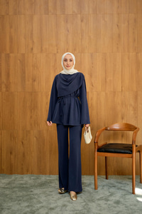 Önü Şallı Modal Takım Lacivert