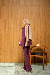 Önü Şallı Modal Takım Mürdüm