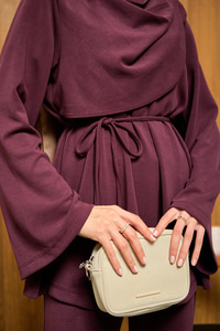 Önü Şallı Modal Takım Mürdüm