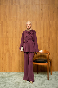 Önü Şallı Modal Takım Mürdüm