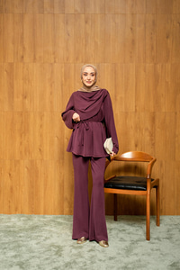 Önü Şallı Modal Takım Mürdüm