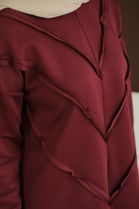 Önü V Detaylı Tunik  Bordo