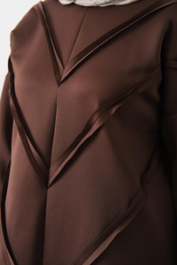 Önü V Detaylı Tunik Kahverengi