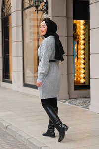 Örgü Desen Örme Hırka Gri