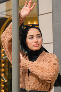 Örgü Desen Örme Hırka Vizon