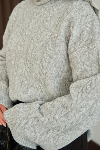 Örgü Desenli Triko Tunik Gri