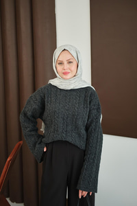 Örgü Desenli Triko Tunik Siyah