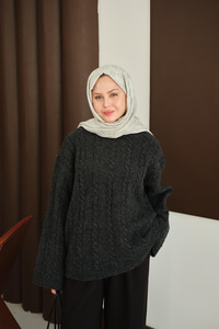 Örgü Desenli Triko Tunik Siyah