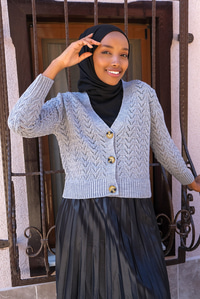 Uygun Fiyatlı ORGU DETAY DUGMELI HIRKA GRI | Loccomoda.com 