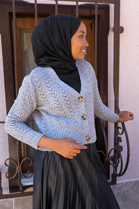 Uygun Fiyatlı ORGU DETAY DUGMELI HIRKA GRI | Loccomoda.com 