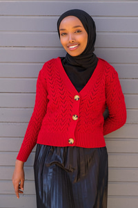 Uygun Fiyatlı ORGU DETAY DUGMELI HIRKA KIRMIZI | Loccomoda.com 