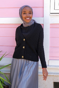 Uygun Fiyatlı ORGU DETAY DUGMELI HIRKA SIYAH | Loccomoda.com 