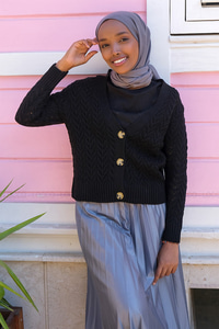 Uygun Fiyatlı ORGU DETAY DUGMELI HIRKA SIYAH | Loccomoda.com 