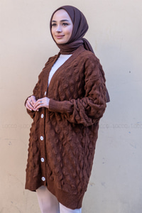 Uygun Fiyatlı ORGU DETAY DUGMELI TRIKO HIRKA KAHVERENGI | Loccomoda.com 