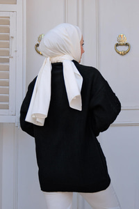 Örme Detay Triko Hırka Siyah