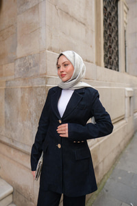 Oturan Fit Kot Ceket Koyu Mavi