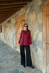 Oval Kesim Tunik Bordo