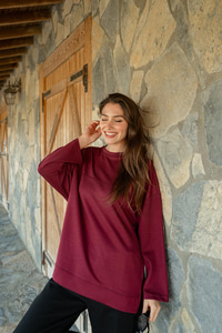 Oval Kesim Tunik Bordo