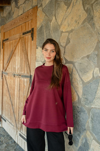 Oval Kesim Tunik Bordo