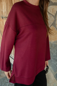 Oval Kesim Tunik Bordo