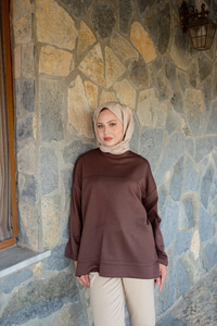 Oval Kesim Tunik Kahverengi