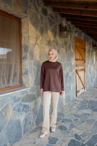 Oval Kesim Tunik Kahverengi