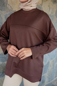 Oval Kesim Tunik Kahverengi
