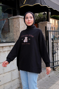 Oversize Baskılı Sweat Siyah