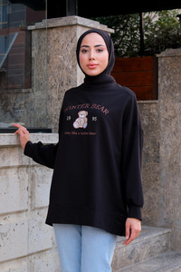 Oversize Baskılı Sweat Siyah
