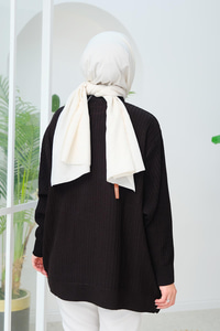 Oversize Bisiklet Yaka Triko Kazak Siyah