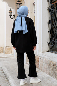 Oversize İspanyol Paça İkili Takım Siyah