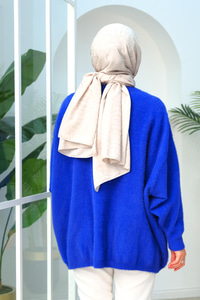 Oversize Kesim Peluş Kazak Saks Mavi