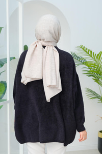 Oversize Kesim Peluş Kazak Siyah